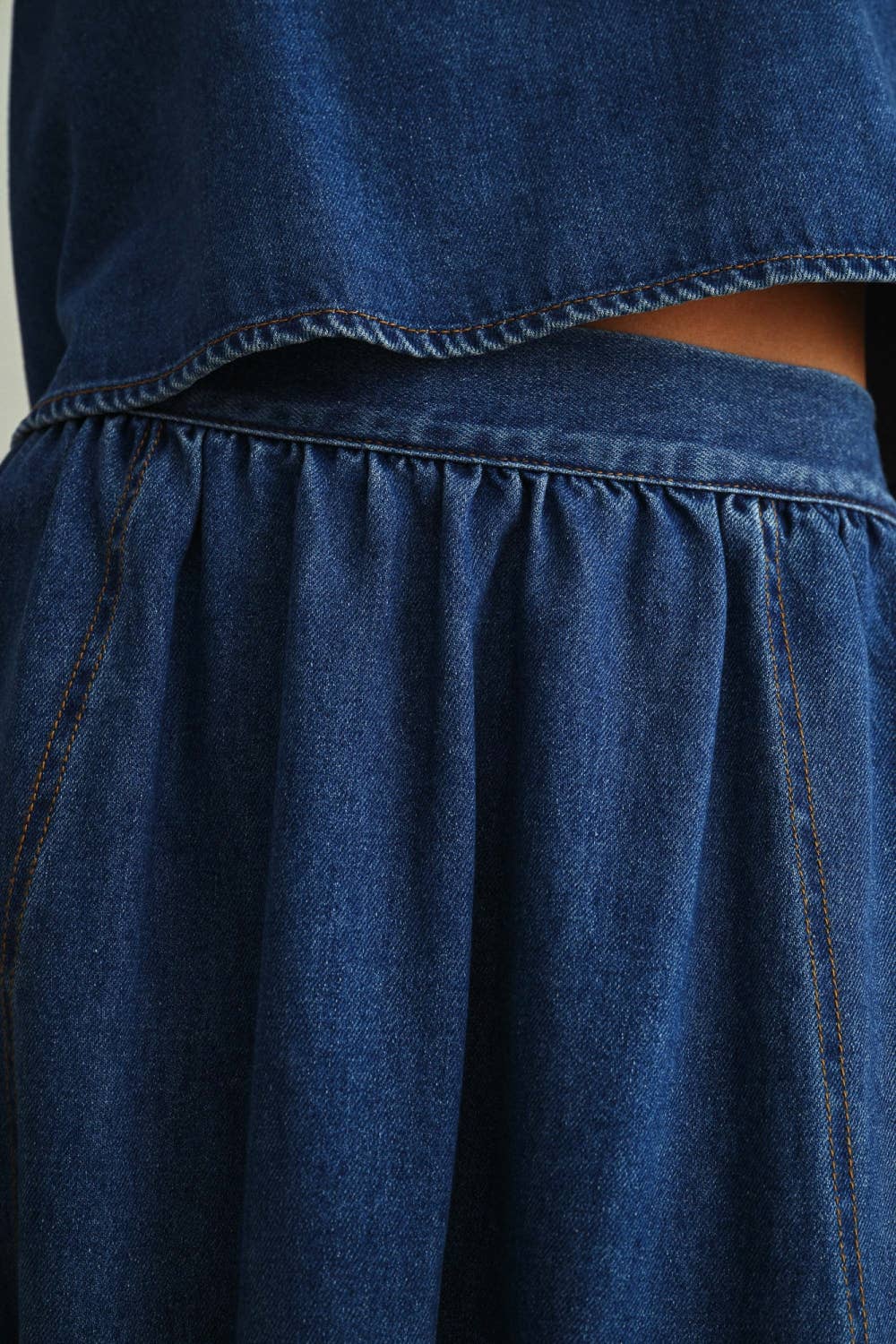 S5869ST   SOFT DENIM A LINE SKIRT WITH POCKET
