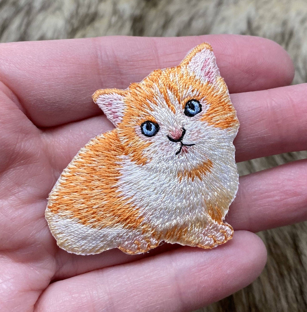 Orange Tabby Cat, Kitten, Embroidered, Iron on Patch IR
