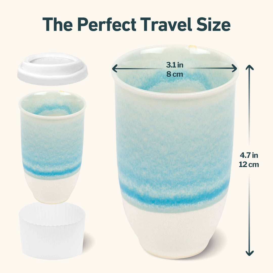 Lagoon Ceramic Coffee Cup – 12oz with Lid &amp; Sleeve NV97