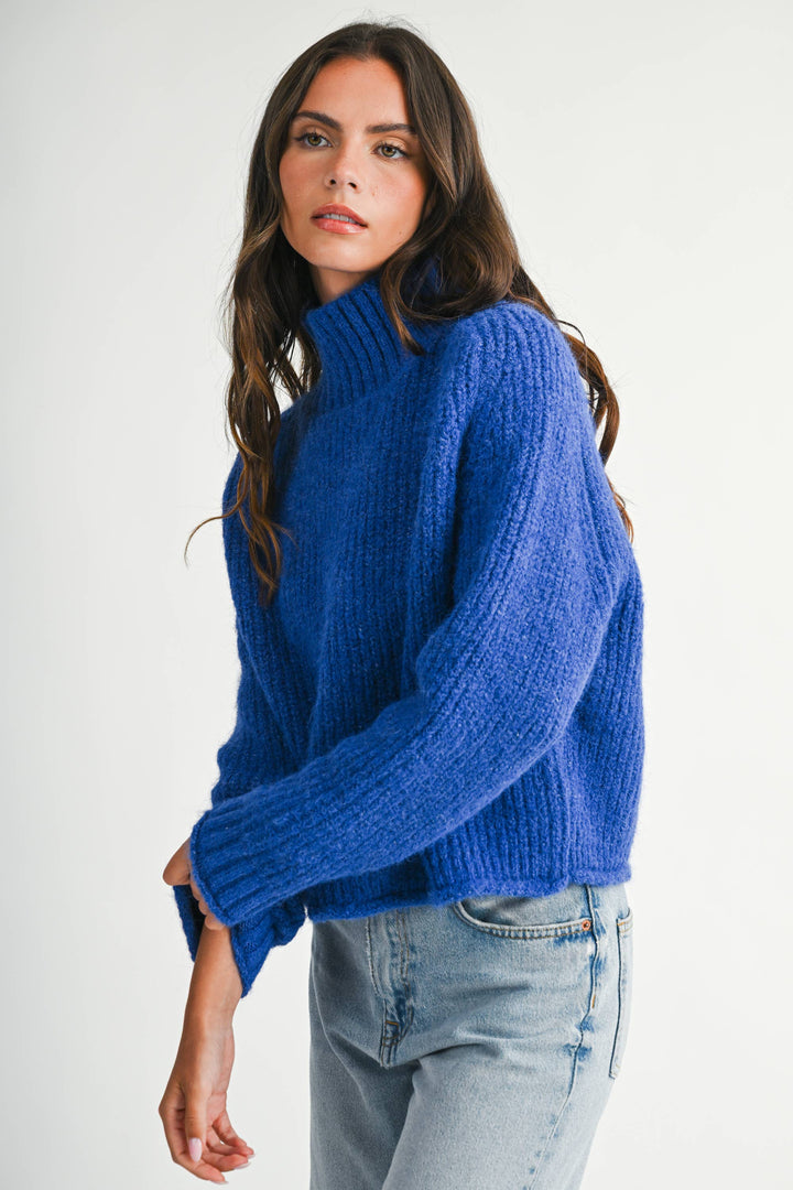 348K Soft Brushed Mock Neck Sweater