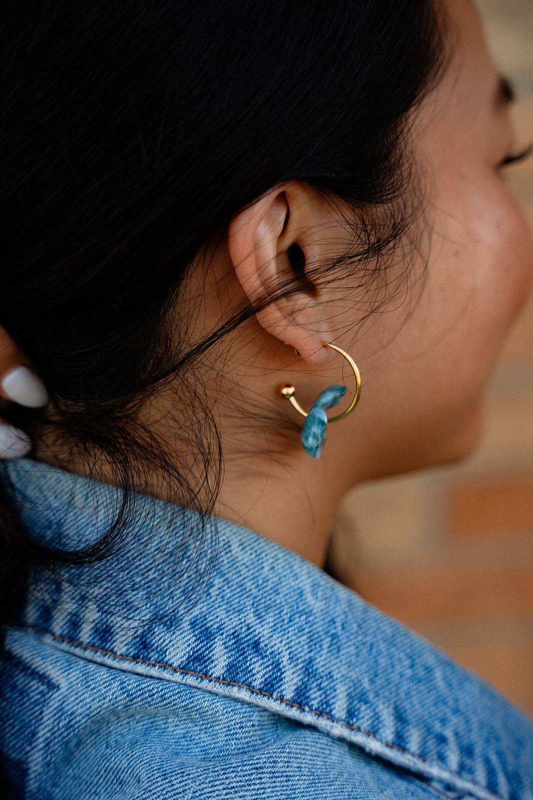Magnolia Hoops - Alpine Green // Fall, Gold, Earrings