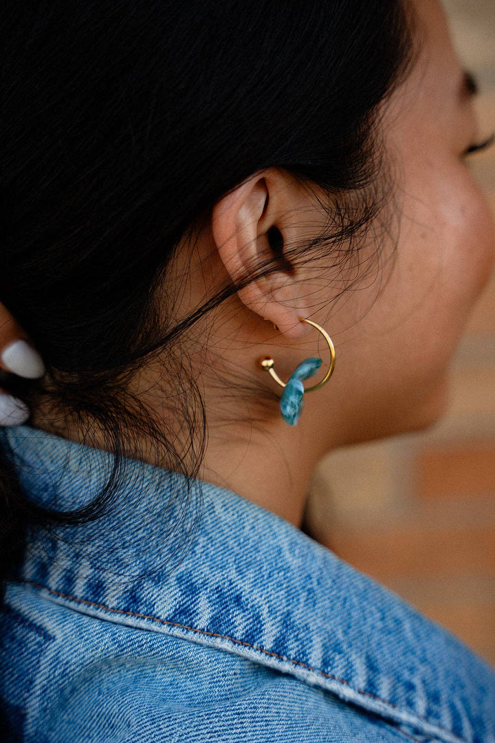 Magnolia Hoops - Alpine Green // Fall, Gold, Earrings