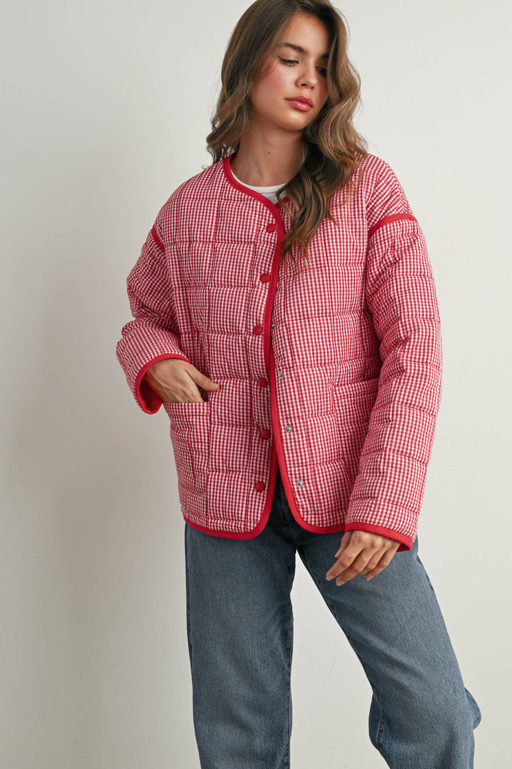 Buttoned Quilted Puffer Jacket - BMJ78