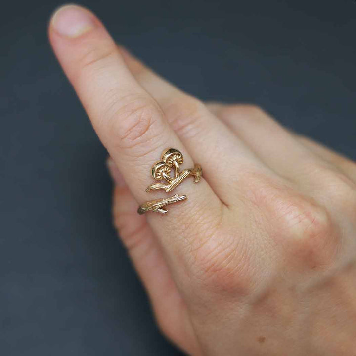Bronze Adjustable Branch and Mushroom Ring