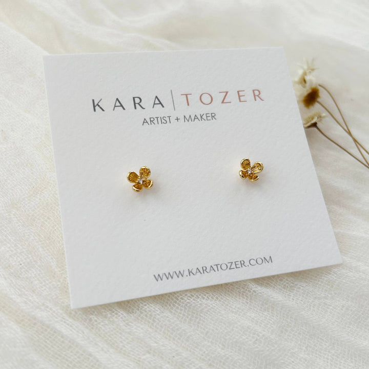 Dainty Gold Flower Studs 