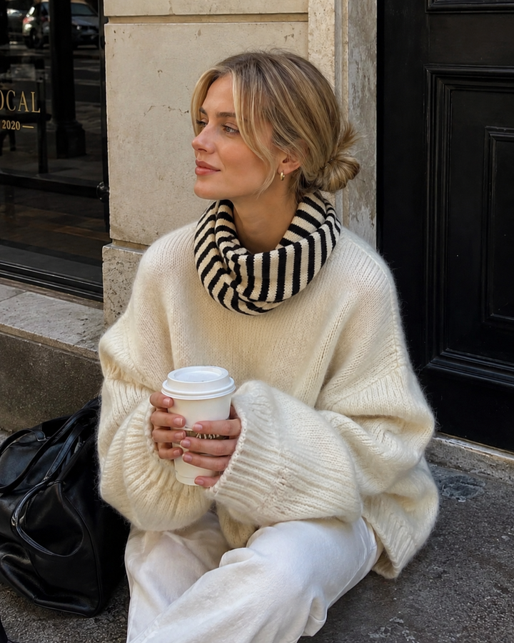 Slim Minimalist Knit Scarf – Two-Tone &amp; Striped EY76