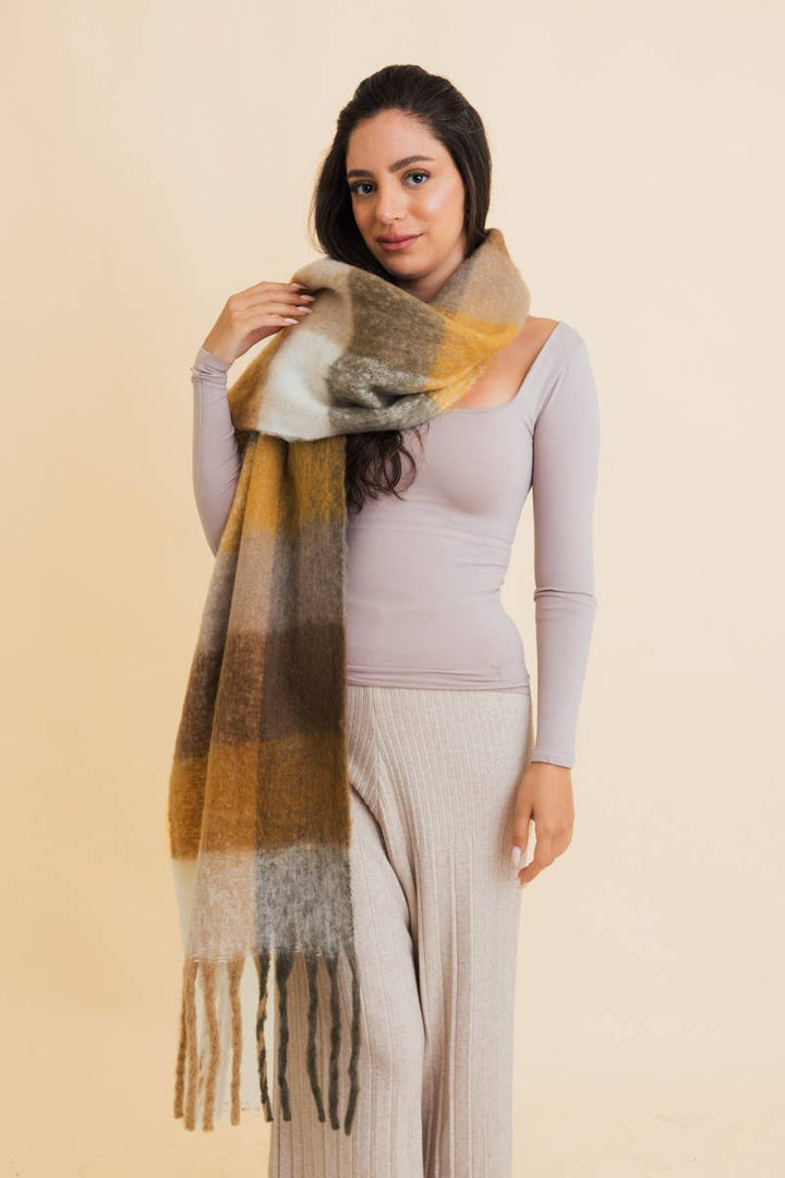 Cozy Breeze Oversized Fringe Scarf - Fall &amp; Winter Essential LT223