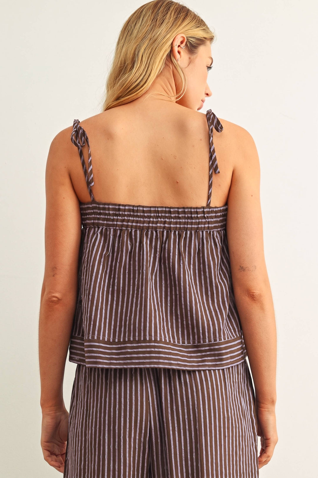 T6359ST   STRIPED PRINT SPAGHETTI STRAP TOP