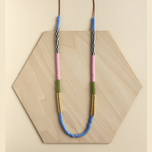 Bel Air Necklace - Periwinkle & Olive LA08