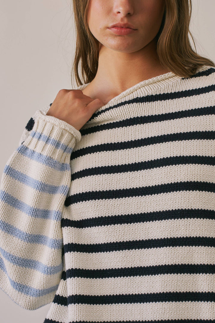 BSW4038 Stripe Oversized Rollup Heavyweight Sweater
