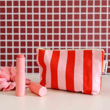 Load image into Gallery viewer, POUCH SOFIA STRIPES  TOMATO / CANDY PINK