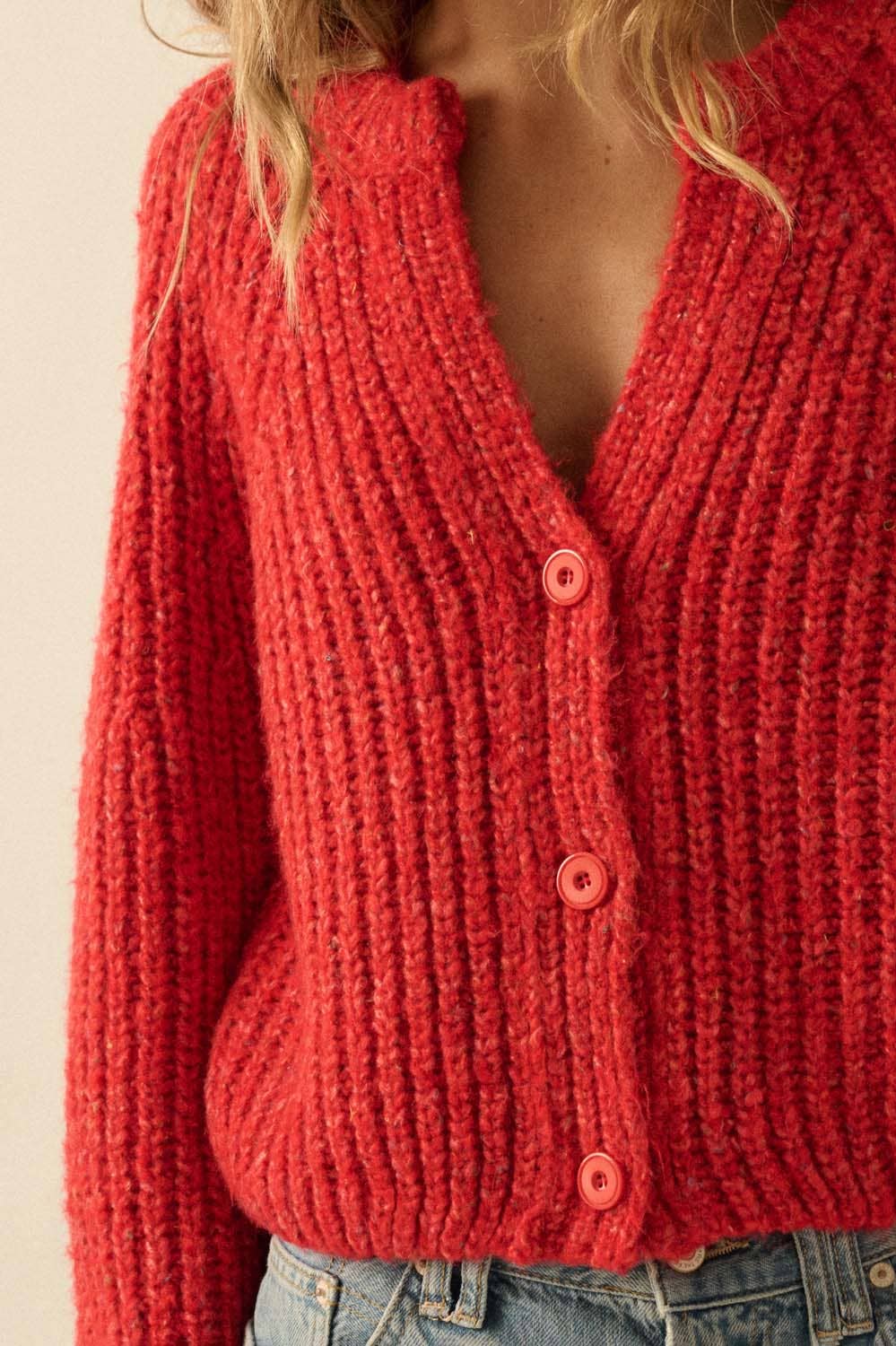 Confetti Button-Front Cardigan Sweater UT28