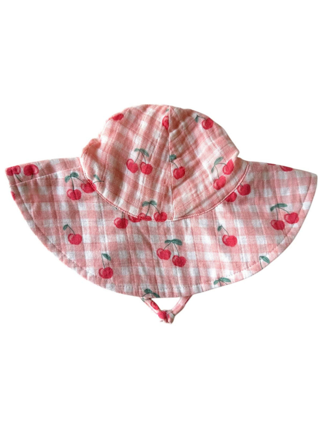 Gingham Cherries / Muslin Wide Brim Sunhat SIIX7