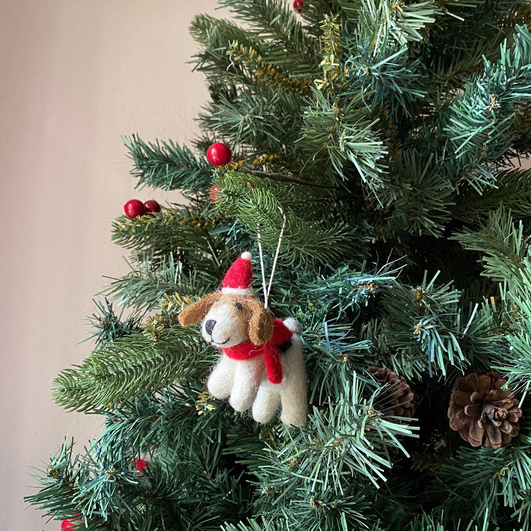 Felt Ornament - Jack Russell Dog with Christmas Hat GN23