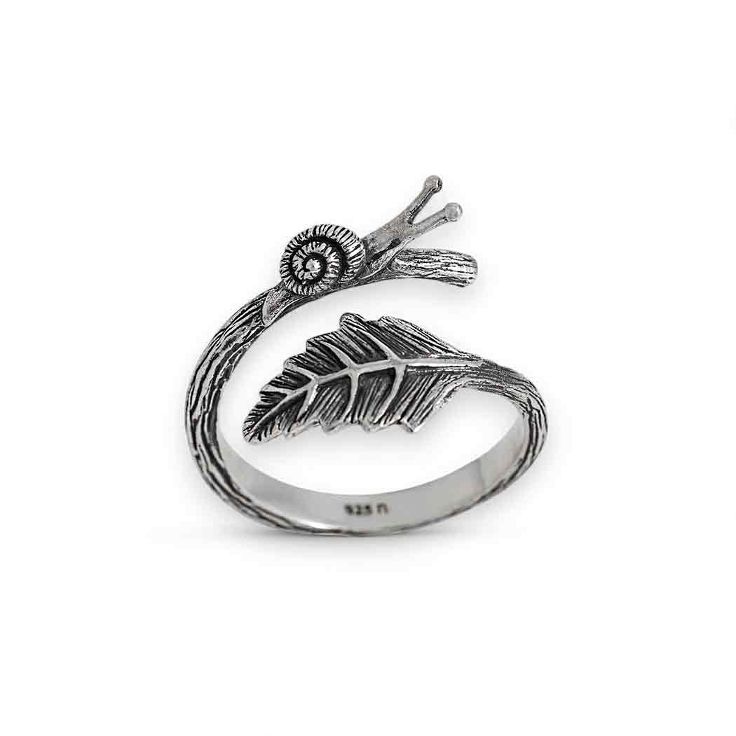 Adjustable Snail and Leaf Ring