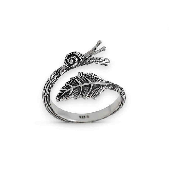 Adjustable Snail and Leaf Ring