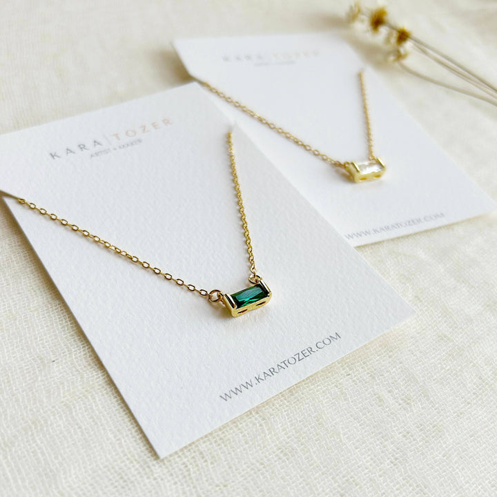 Minimalist Baguette Gemstone Necklace KT14