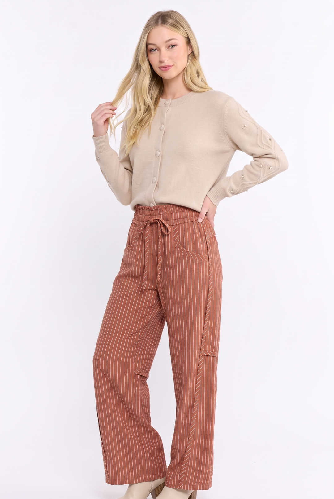 CB168 Pinstripe Drawstring Pants