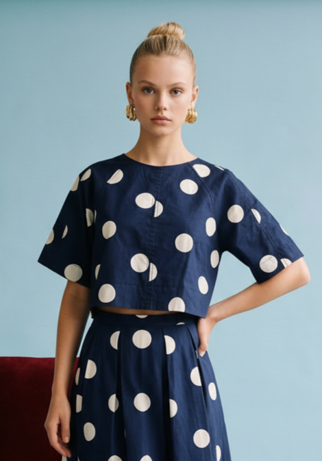 Polka Dot Back-Tie Top HS223
