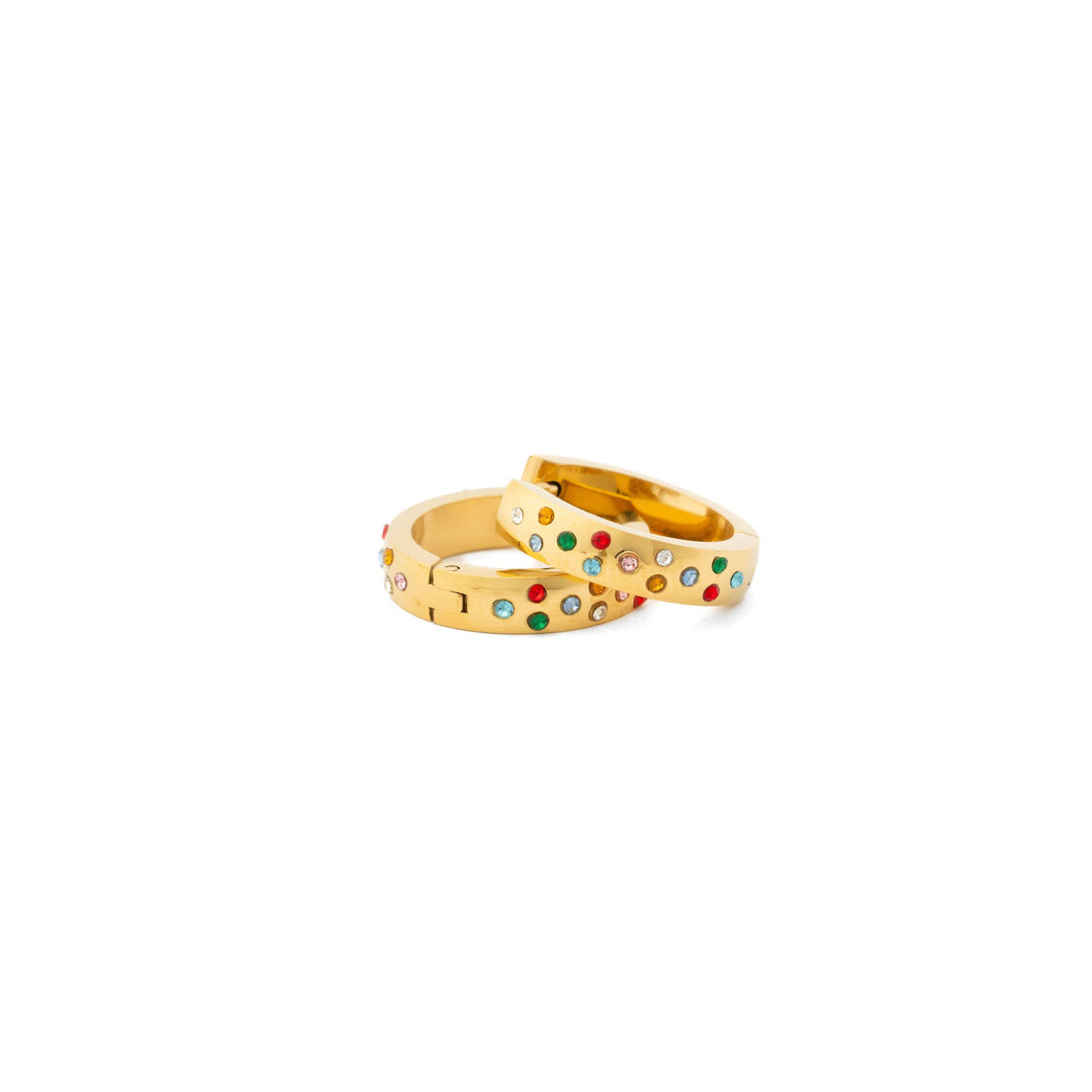 Confetti Hoop Earring - Hypoallergenic, Flat Back, Girl Gift PE323