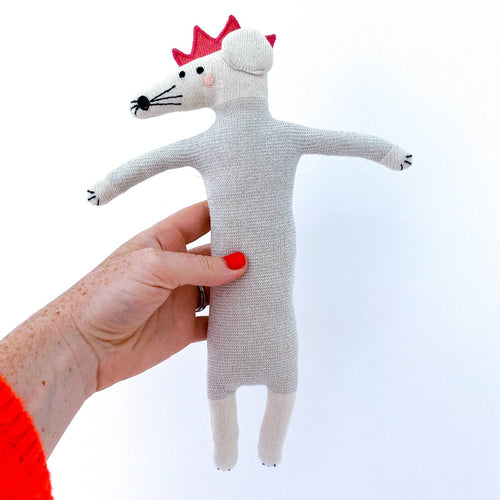 Cotton Knit Stuffed Animal Soft Toy - Party Mouse