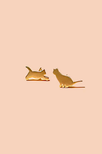 Cat Therapy Studs - 18K Gold Plated / Silver Rhodium Plated PJ01