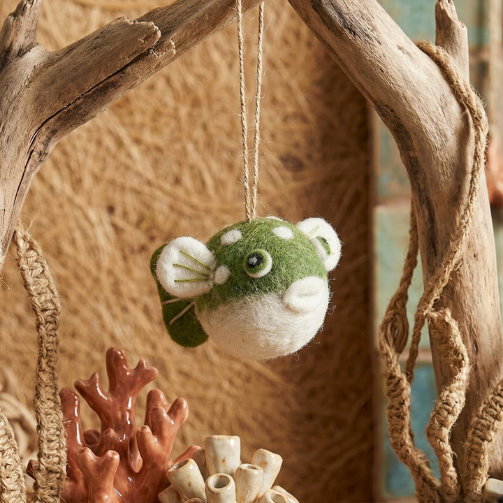 Handmade Felt Puffer Fish Sealife Hanging Dec