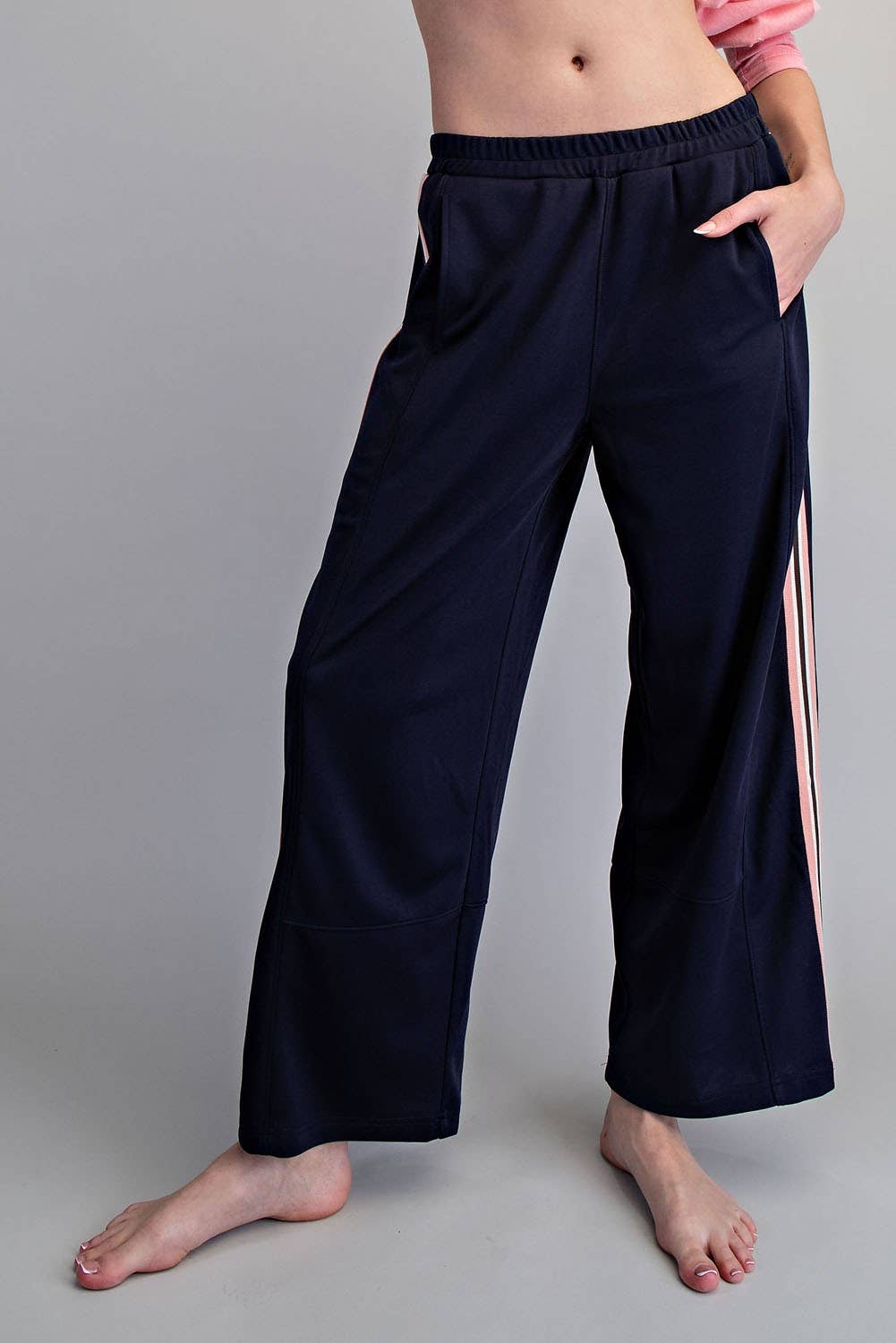 SIDE STRIPE ELASTIC WAIST SPORTY PANTS