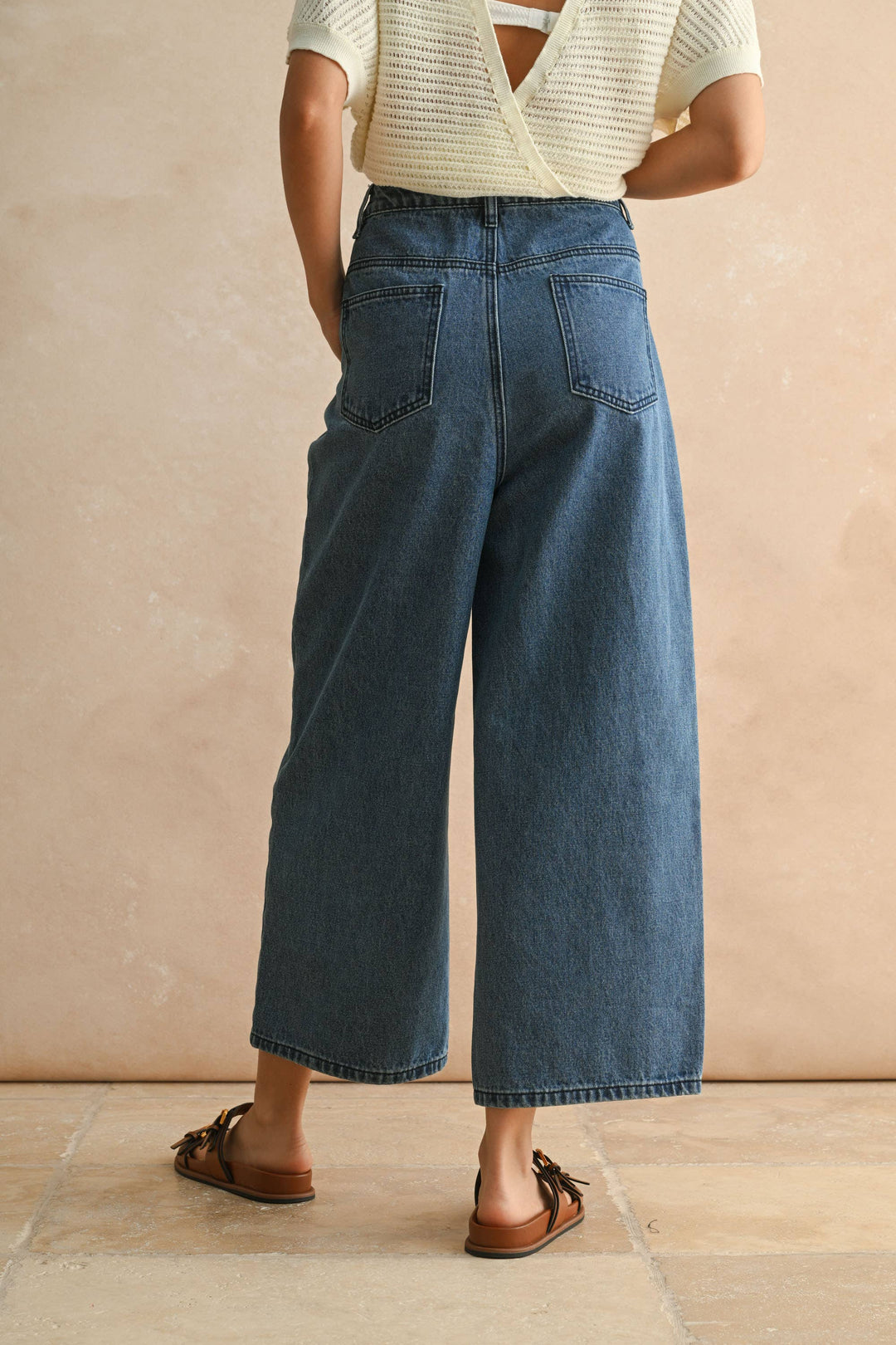 P1224   MINI PLEAT FRONT RELAXED DENIM PANTS