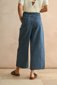 P1224   MINI PLEAT FRONT RELAXED DENIM PANTS