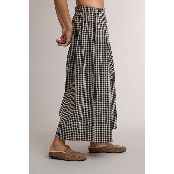 GINGHAM WIDE LEG PULL ON PANTS / WL26