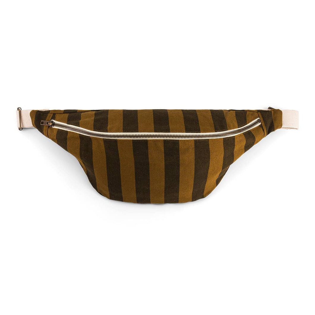 WOMEN BUM BAG STRIPES CUMIN AND BLACK