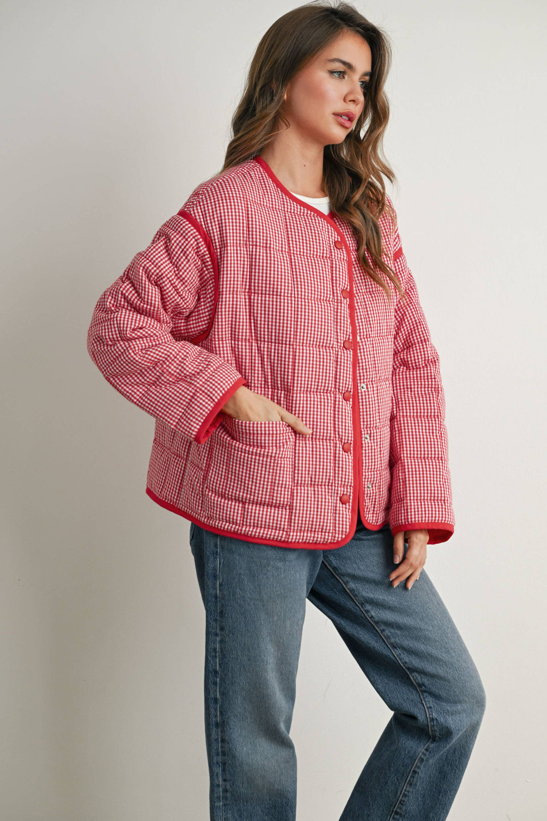 Buttoned Quilted Puffer Jacket - BMJ78