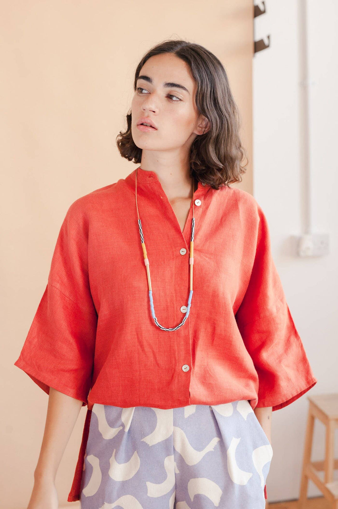 Colourblock Necklace - Mustard &amp; Pink LAN5