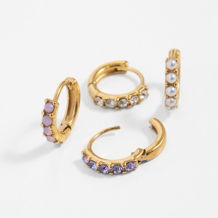 Dainty Pink Opal Hoop - Hypoallergenic, Flat Back, Girl Gift PP322