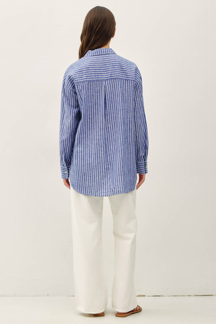 COTTON LINEN BLEND LONG SLEEVE BUTTON UP SHIRT BC4298