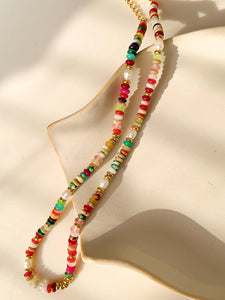 Sunny Non-Tarnish Boho Color Beaded Necklace FLA04