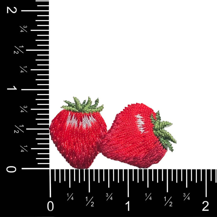Two Red Strawberries - Embroidered Iron on Patch IR