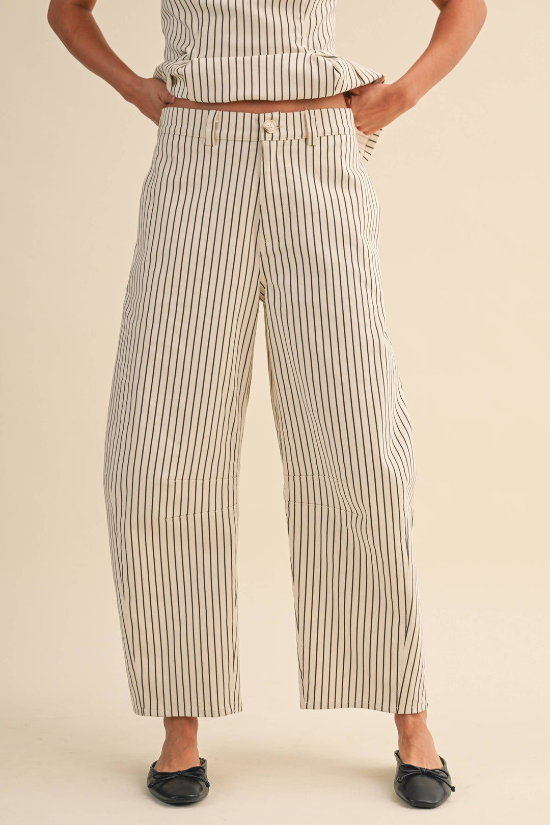 STRIPED BARREL PANTS