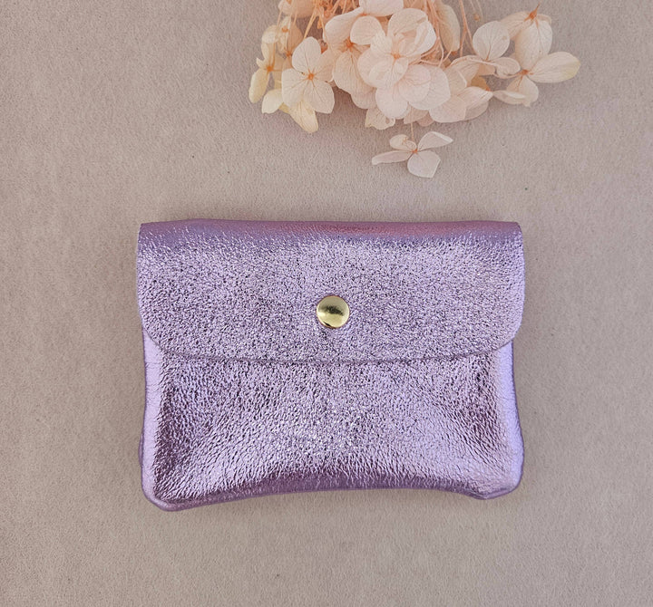 Metallic leather Kangoo wallet: Rose fonçé RM24