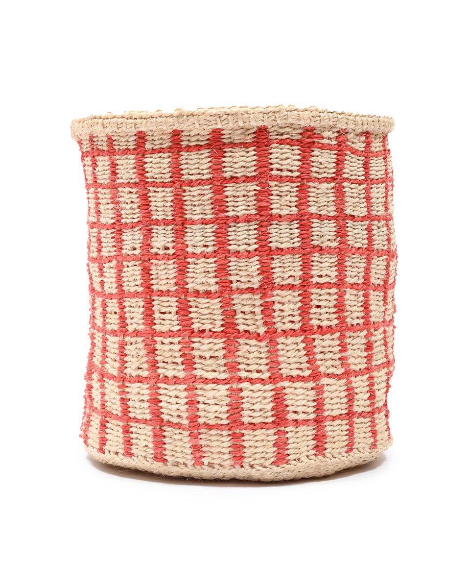 SAHIHI: Red Check Woven Storage Basket