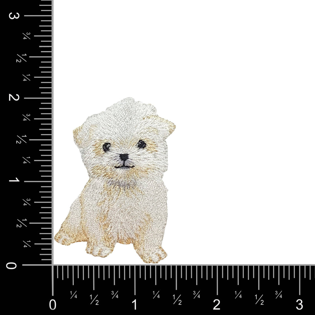 Maltese Puppy Dog Embroidered Iron on Patch IR
