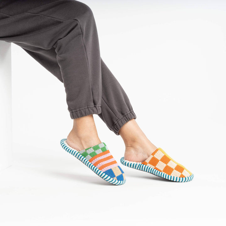 Pattern Patch Slide Slippers VR947