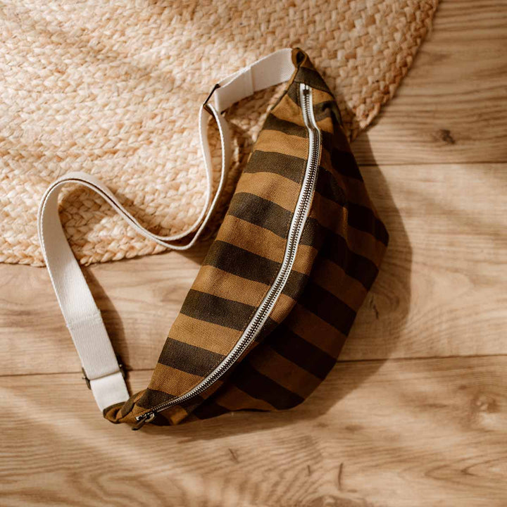 WOMEN BUM BAG STRIPES CUMIN AND BLACK