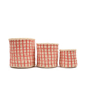 Load image into Gallery viewer, SAHIHI: Red Check Woven Storage Basket