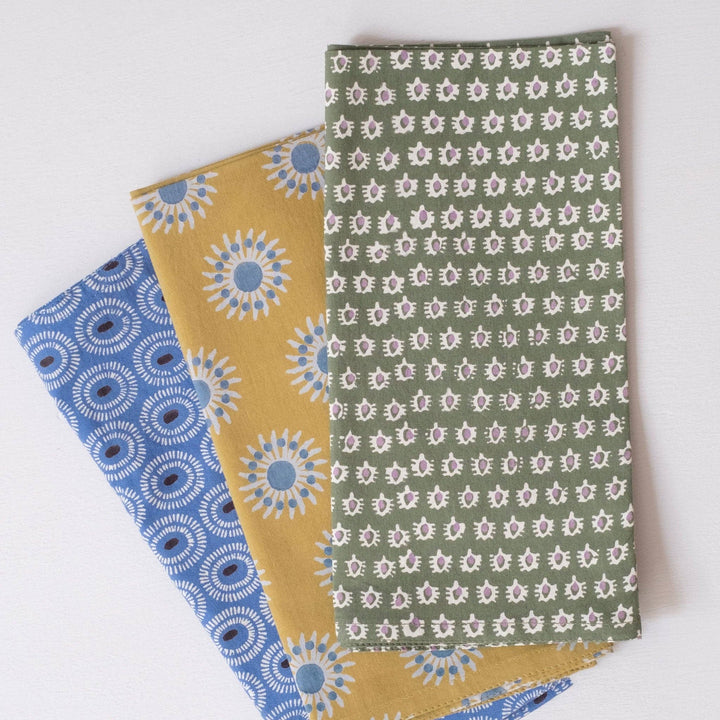 Sunflower Yellow Block Printed Napkins - set of 4 GM997