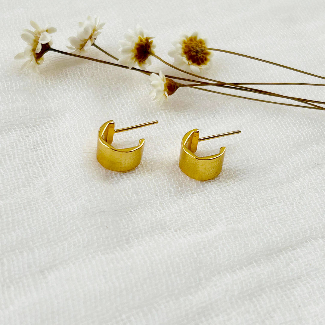 Mini Gold Textured Half Hoops KT21