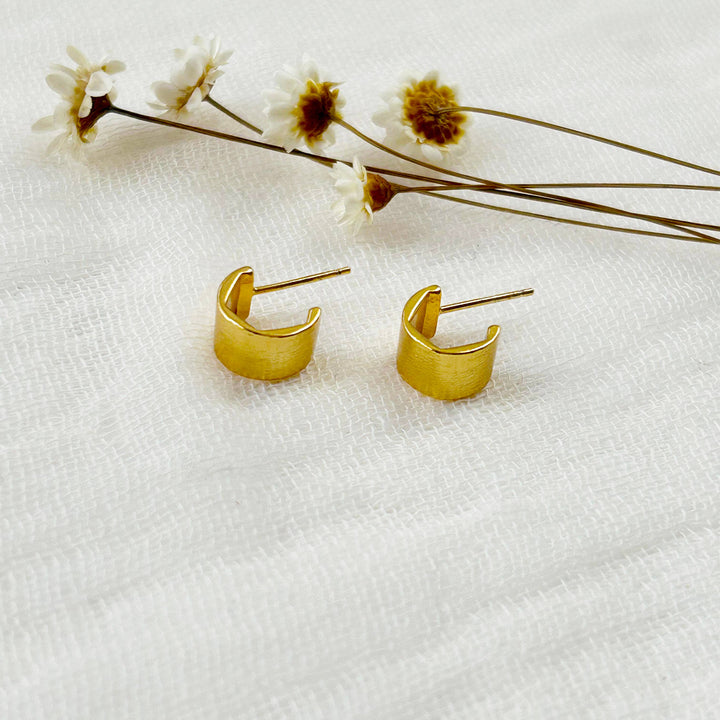 Mini Gold Textured Half Hoops KT21