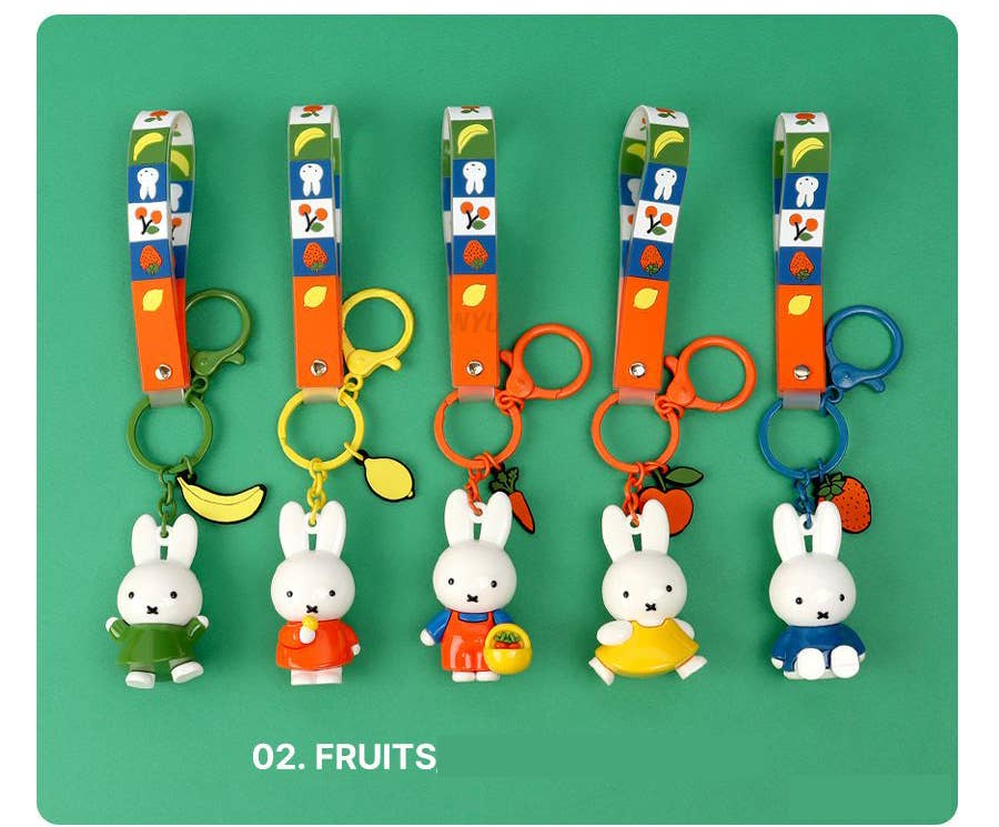 Miffy Figure Keyring &amp; Charm – Pastel &amp; Fruits Random
