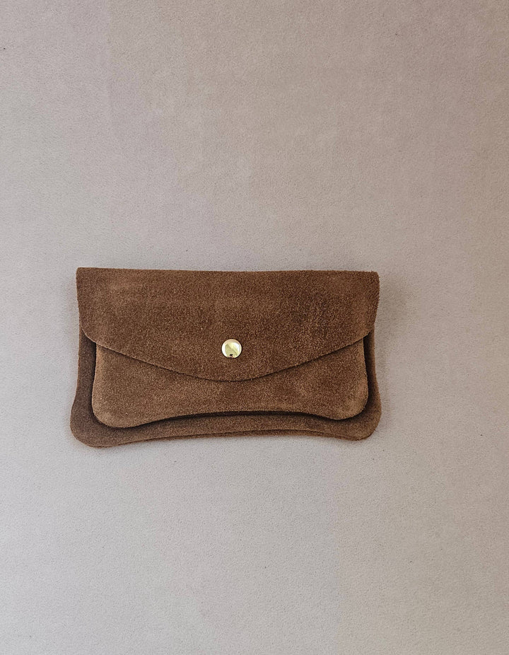 Suede-effect leather pouch - kangaroo: Turf